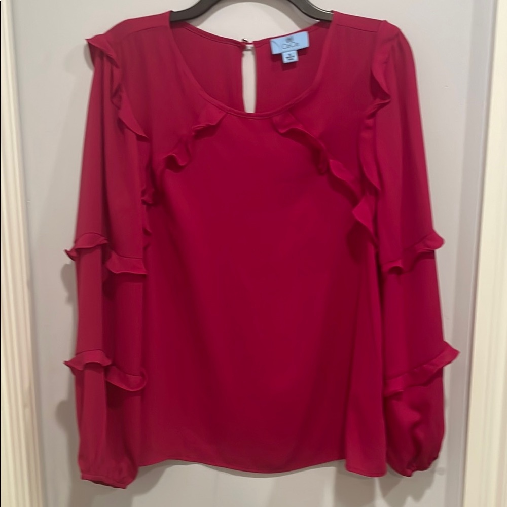 Women's Red Ruffle Blouse